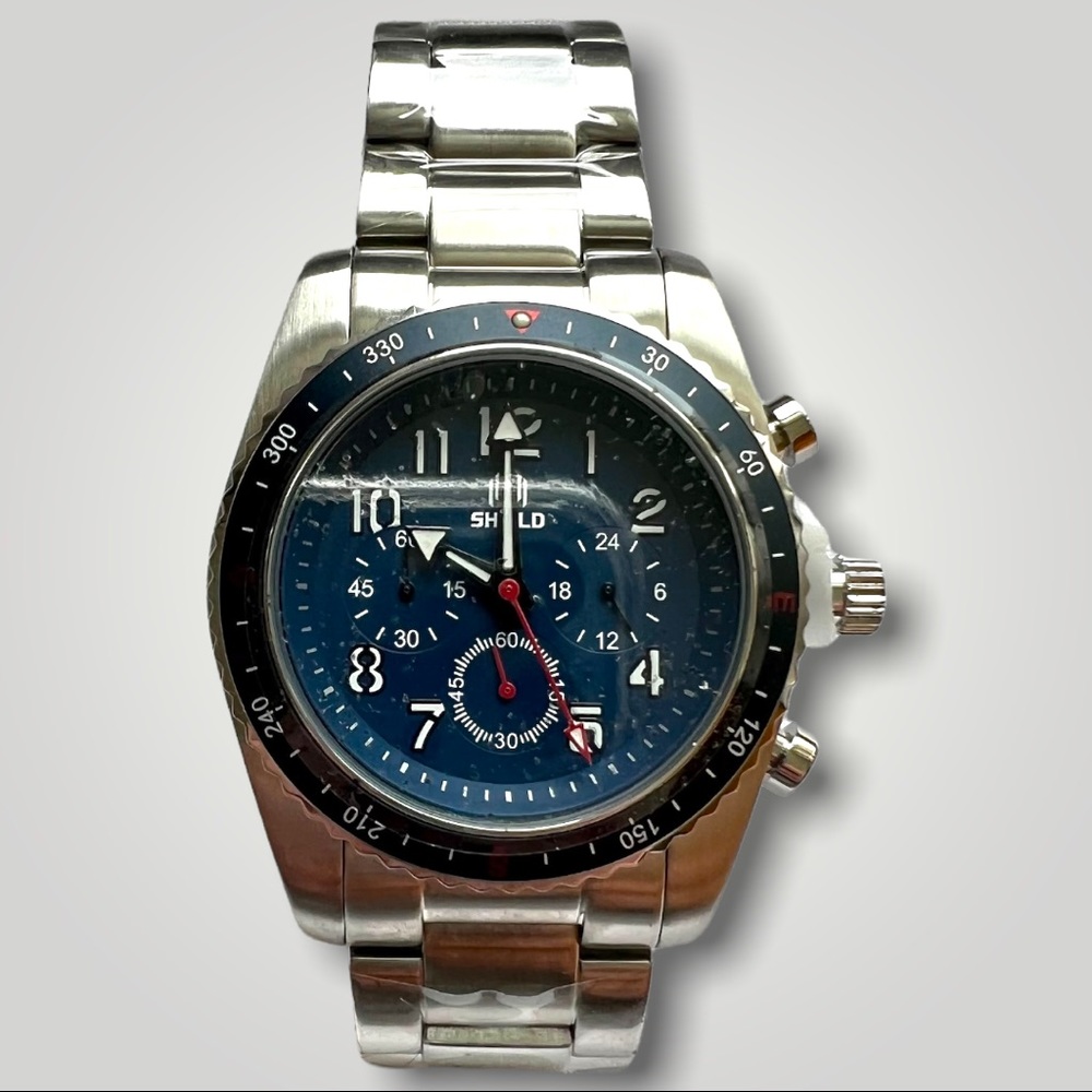 Shield Exley Bracelet Men's Chronograph Diver Watch - Navy